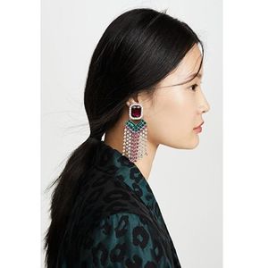 For Love And Lemons Green and Pink Statement Earrings